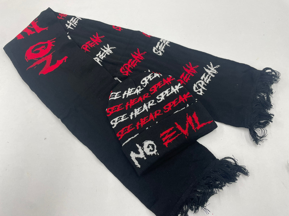 NO EVIL HAT & SCARF SET