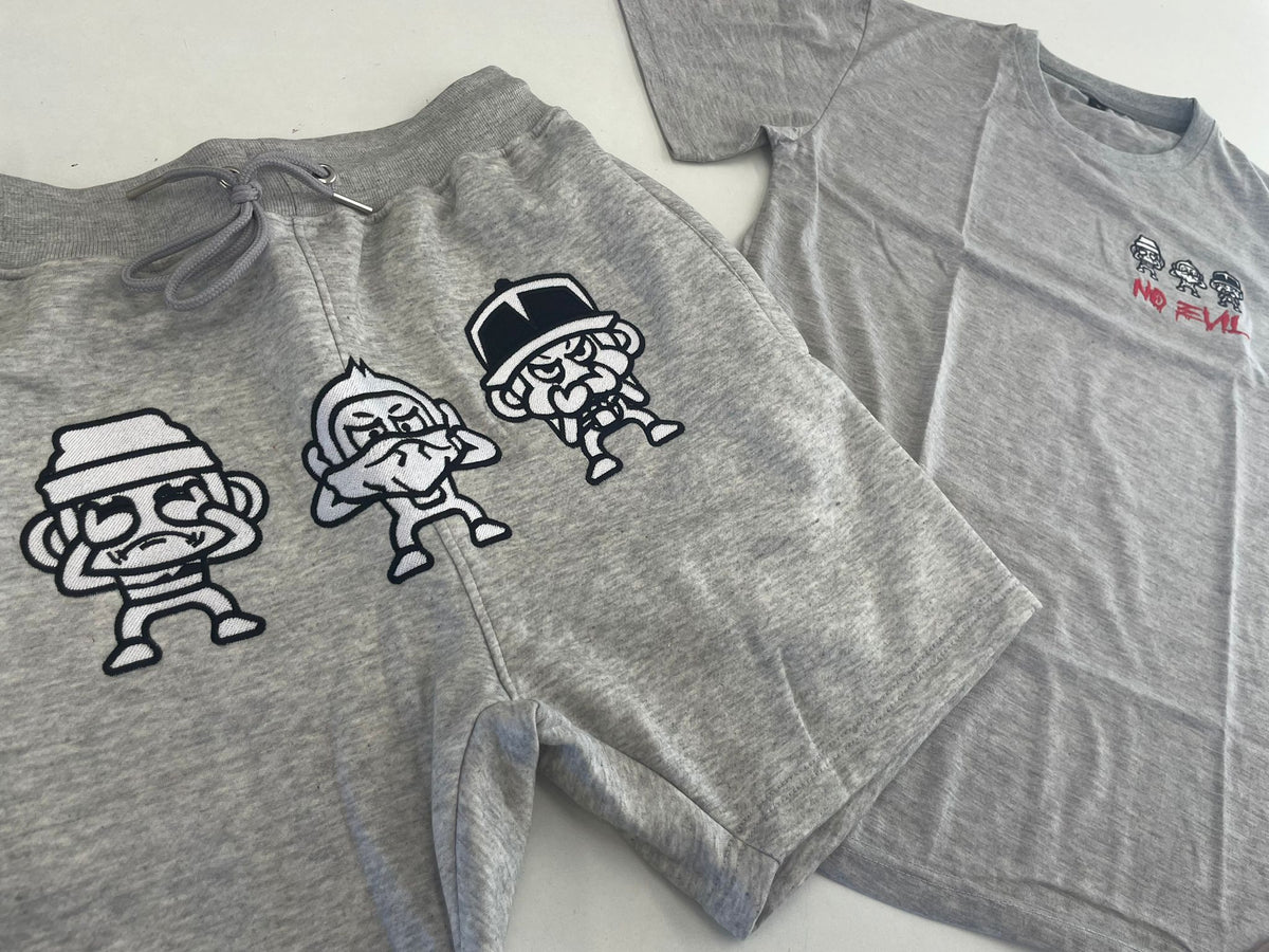 SIGNATURE MONKEYS SHORT & TEE SET - GREY