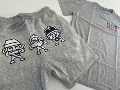 SIGNATURE MONKEYS SHORT & TEE SET - GREY