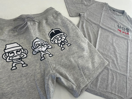 SIGNATURE MONKEYS SHORT & TEE SET - GREY